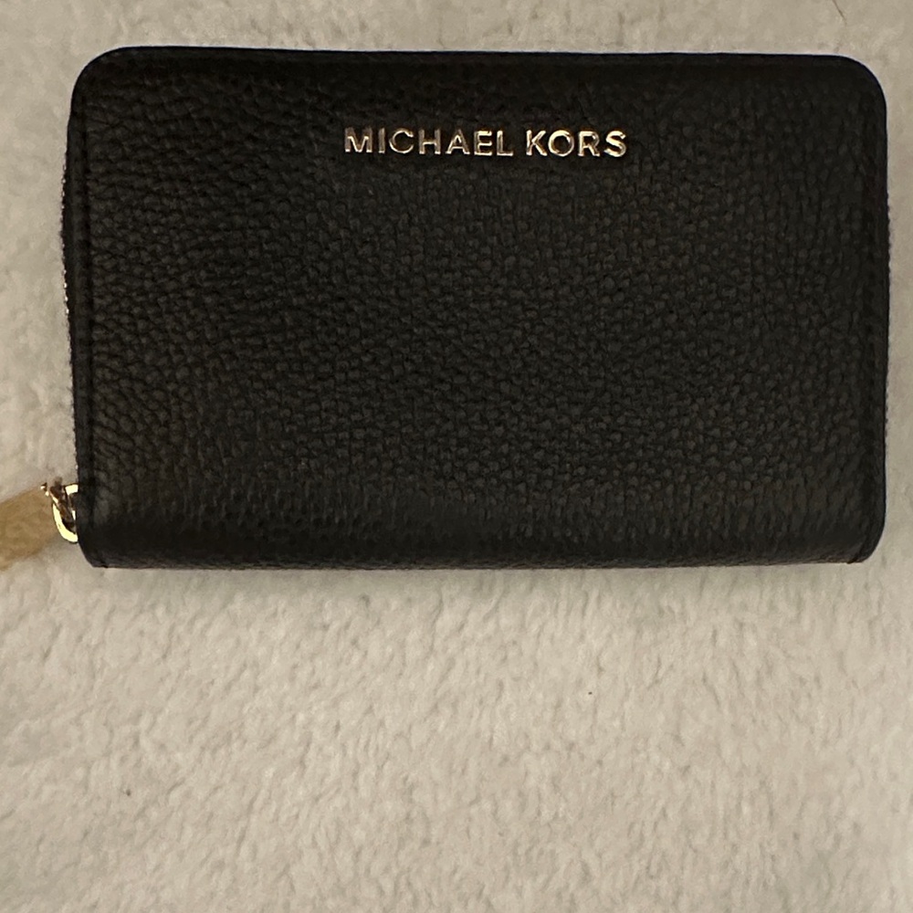 Michael Kors Black Textured Zip Wallet